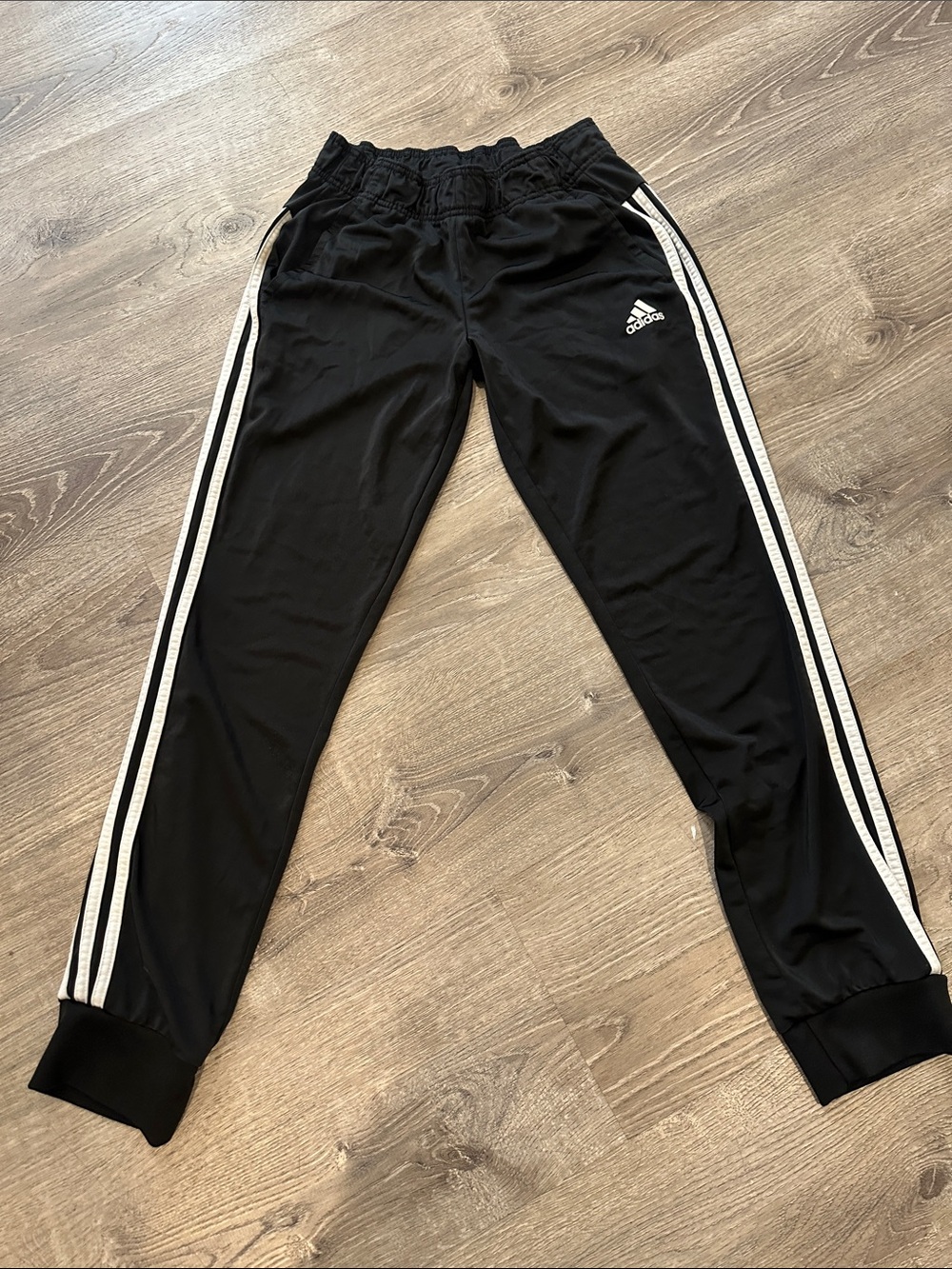 Adidas classic Black trackpants with White Side Stripes